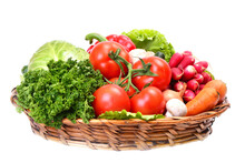 Basket Of Vegetables Isolated