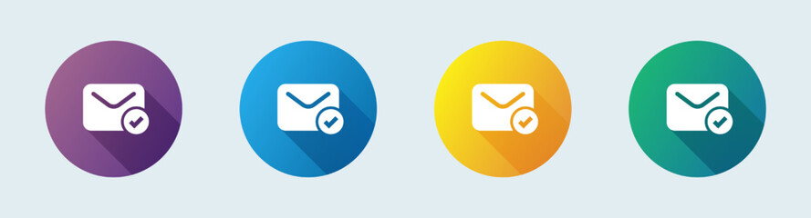 Sent message solid icon in flat design style. Completed signs vector illustration.