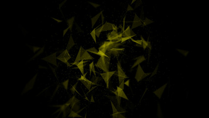Poster - abstract plexus yellow geometry background. digital technology network connection concept. 3d render