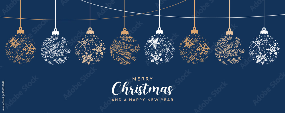 merry christmas card with hanging ball decoration Stock Vector | Adobe ...