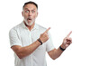 © Heyt/peopleimages.com - PNG studio portrait of a mature man pointing to copyspace against a grey background