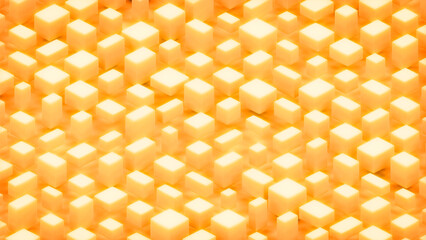 Wall Mural - golden warm color geometry backdrop of many cubes - abstract 3d illustration