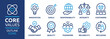 Core values icon set. Outline icon collection. Company ethical business symbol. Vector illustration.