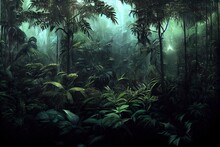 Deep Tropical Jungle In Darkness