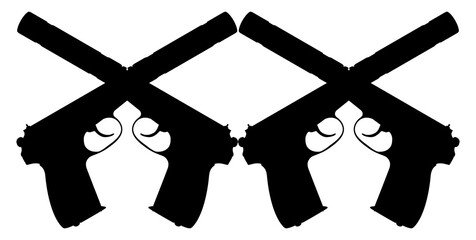Silhouette Pistol Gun Pistol for Art Illustration, Logo, Pictogram, Website or Graphic Design Element. Format PNG