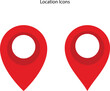 © Syafiq - Location pin icons, red pin icons isolated on white background. Modern location pointers. Location mark icons. Vector illustration