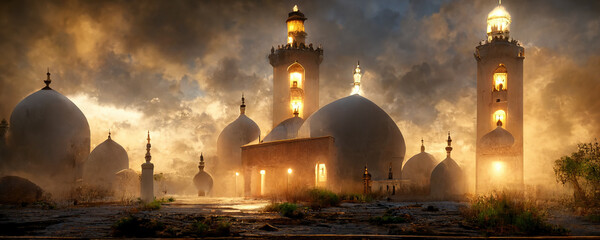 Sticker - Beautiful Mosque at sunset