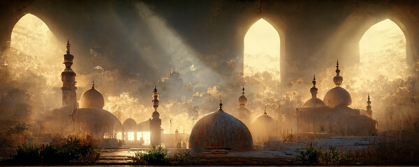 Wall Mural - Beautiful Mosque at sunset