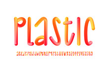 3D Flexible Neon Font Tubular Alphabet, Bright Plastic Bubble Letters And Numbers, Vector Illustration 10EPS