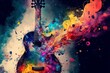 Guitar erupting with creativity and artistic musical energy