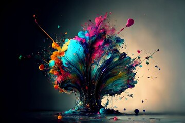 Wall Mural - Impactful and inspiring artistic colourful explosion of paint energy