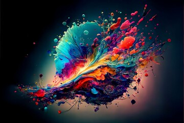 Wall Mural - Impactful and inspiring artistic colourful explosion of paint energy