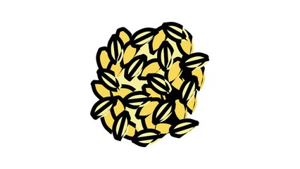 Sticker - barley grain pile unpeeled color icon animation