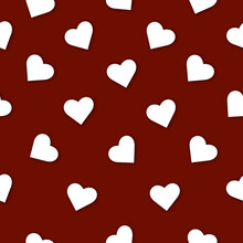 Seamless Pattern Of White Hearts On A Red Background