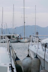 Sticker - Vertical shot of parked yachts on daytime