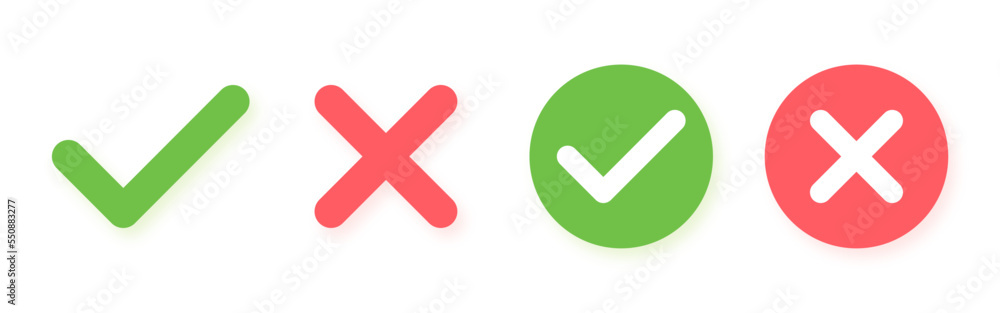 Check mark and cross vector buttons for apps and websites. Yes and No ...