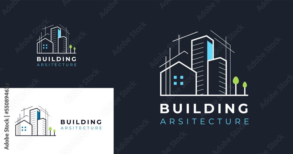 Minimalist real estate house building construction line style logo icon ...
