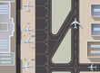 © Volha - Airport passenger terminal and runways top view. Top down aerial view of a busy airport terminal with parked airplanes. The runway of the aircraft. Buildings hangar for airplanes. Vector illustration