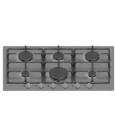 3D rendering illustration of a 6 burners gas hob