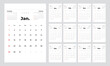 © Morena - Minimalist style monthly calendar template for 2023 year. English calendar. Week starts on Sunday. Set of 12 months. Page with previous, current and future month. Vertical calendar for print