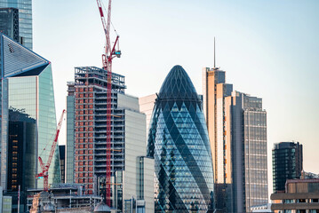 Fototapete - This panoramic view of the City Square Mile financial district of London. Many iconic skyscrapers including the newly completed 22 Bishopsgate tower