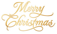 Isolated 3D Text ‘Merry Christmas’ Written In Golden Script Font