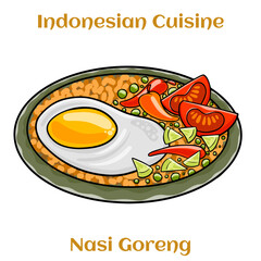 Wall Mural - Nasi Goreng is an Indonesian cuisine dish with jasmine rice, chicken meat, onion, egg, vegetables. Indonesian Food