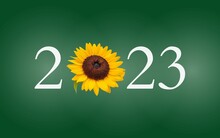 2023 New Year Background With Sunflower On Colorful Background