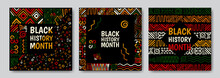 Set Of Abstract Black History Month Backgrounds With Patterns
