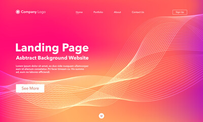 Wall Mural - Landing Page. Abstract wave background website. Template for websites, or apps. Modern Pink design. Abstract vector style