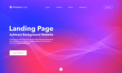 Landing Page. Abstract wave background website. Template for websites, or apps. Modern design. Abstract vector style