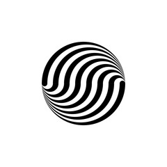 Wall Mural - OpArt Optical Illusion Logo Abstract Design, Abstract art illustration with black and white stripes, pattern background