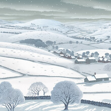 Snowy Winter Landscapes Illustrations