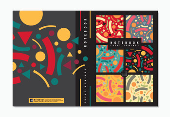 Wall Mural - Notebook cover design template with abstract artistic shapes. Vector illustration.