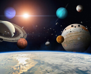 Wall Mural - earth and solar system planets. elements of this image furnished by nasa.