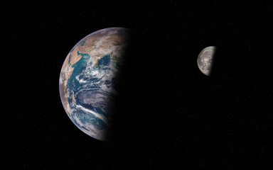 Wall Mural - earth and moon. elements of this image furnished by nasa.