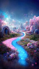 Wall Mural - beautiful magical colorful fantasy landscape