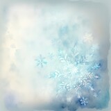 Fototapeta Przestrzenne - Abstract Christmas delicate watercolor background with abstract snowflakes. Background for a festive New Year's winter card. Generative AI 3d illustration