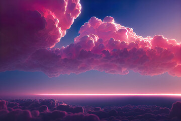 Poster - beautiful fantasy pink clouds in colorful sky
