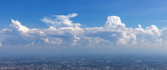 Wall Mural - Blue sky with clouds background. Sky daylight. Natural sky composition. Element of design.