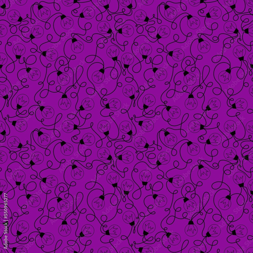 Winter illumination seamless light bulbs cartoon snowflakes pattern for wrapping paper and fabrics and linens