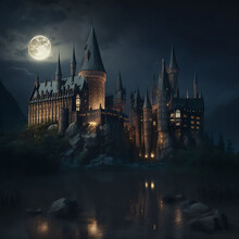 Hogwarts Night Bright Moonlit And Clear Sky