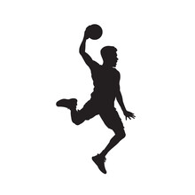 Male Hand Ball Sport Player Silhouette Vector Isolated.