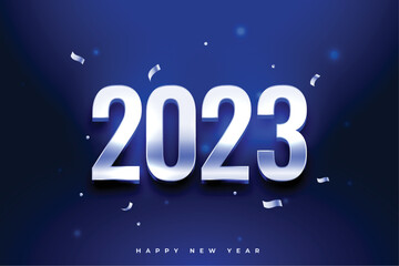 happy new year 2023 celebration banner with confetti