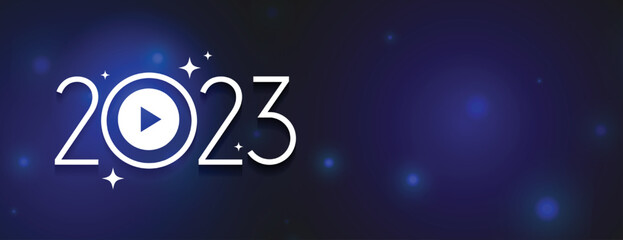 2022 new year shiny banner with play button