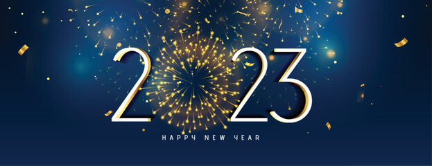 new year eve 2023 celebration banner with firework