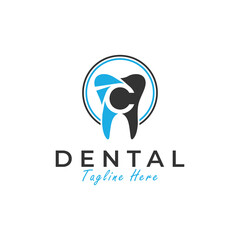 Canvas Print - dental health vector illustration logo with letter C