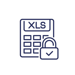 Canvas Print - protect xls document line icon