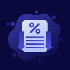 Poster - rate cut icon, percent down vector design