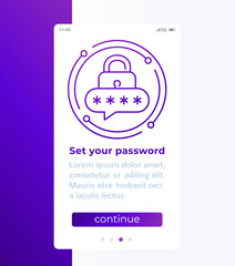 Sticker - set your password mobile banner with line icon